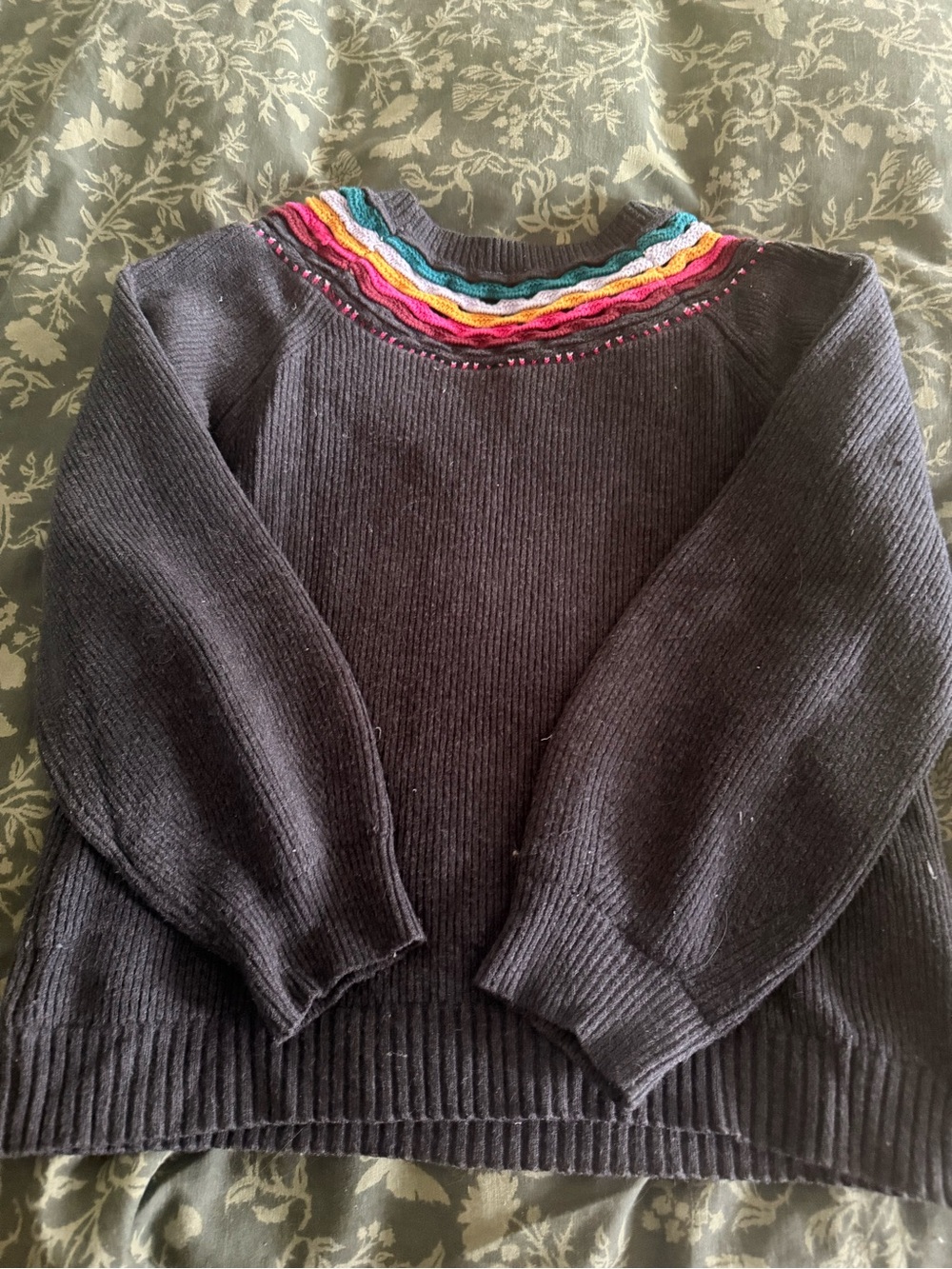 Women’s grey MOTH by Anthropologie Sweater with Multicolor Yoke - Picture 3 of 4